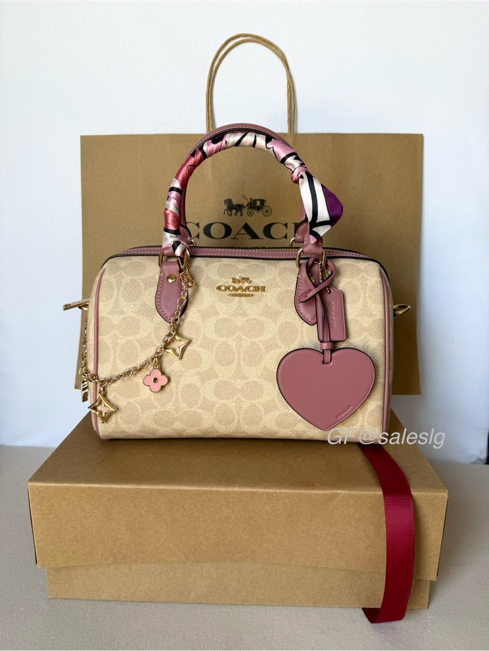 NWT Coach Rowan Satchel Signature Peony Pink/Gold CDB21 + Gift Set Ready to Gift